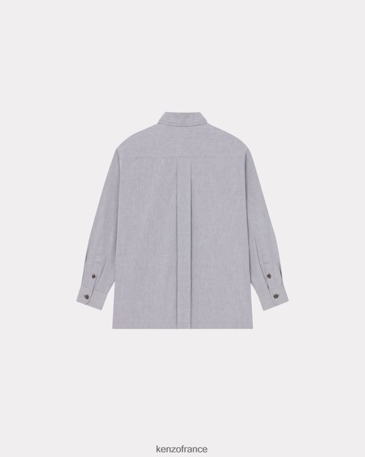 vêtements Kenzo chemise oversize à écusson de fleur de boke bleu nuit Hommes LFF6X0142