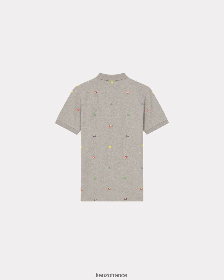 vêtements Kenzo polo slim fit pixel gris perle Hommes LFF6X0222