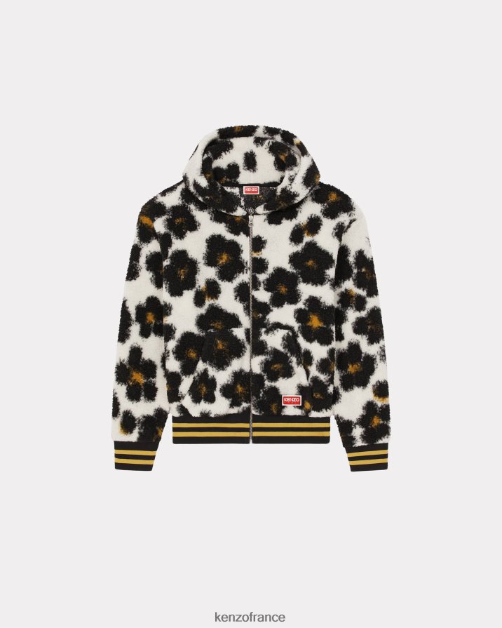 vêtements Kenzo sweat à capuche en polaire hana léopard blanc cassé Hommes LFF6X0113