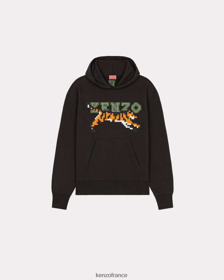 vêtements Kenzo sweat à capuche oversize pixel noir Hommes LFF6X026