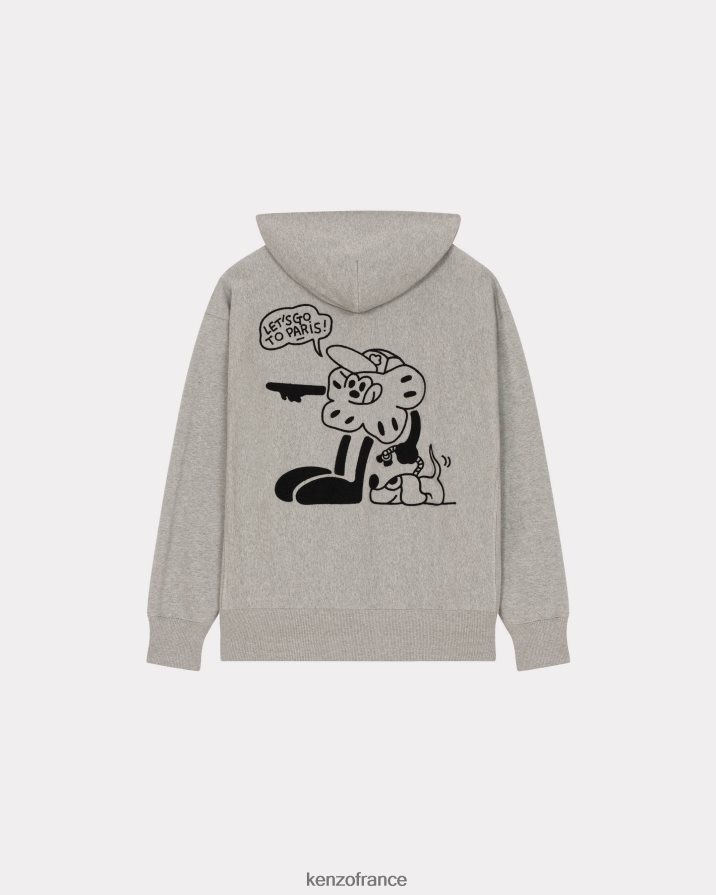 vêtements Kenzo sweat-shirt surdimensionné à capuche de Boke Travels gris perle Hommes LFF6X012