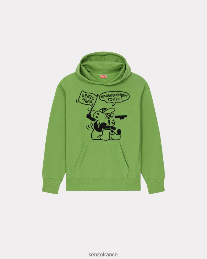 vêtements Kenzo sweat-shirt surdimensionné à capuche de Boke Travels herbe verte Hommes LFF6X0141