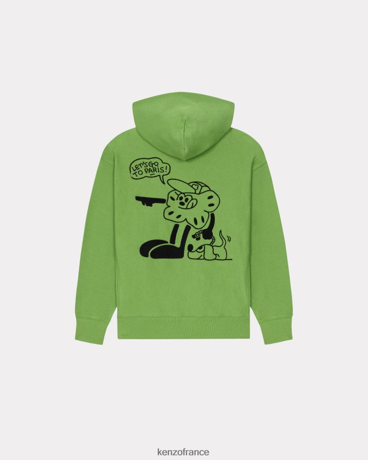 vêtements Kenzo sweat-shirt surdimensionné à capuche de Boke Travels herbe verte Hommes LFF6X0141