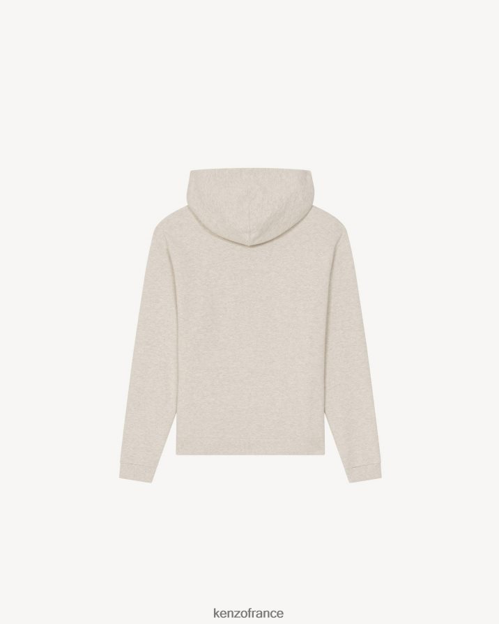 vêtements Kenzo sweat-shirt zippé à capuche avec écusson de fleur de boke gris pale Hommes LFF6X0364