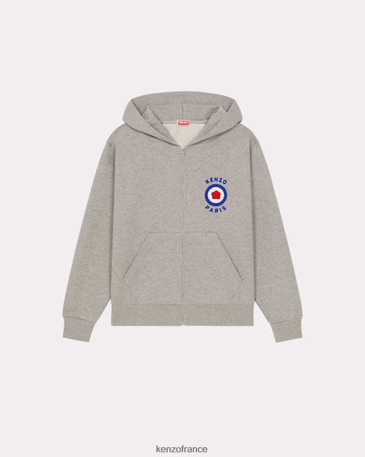 vêtements Kenzo sweat zippé "cible" gris perle Hommes LFF6X0318