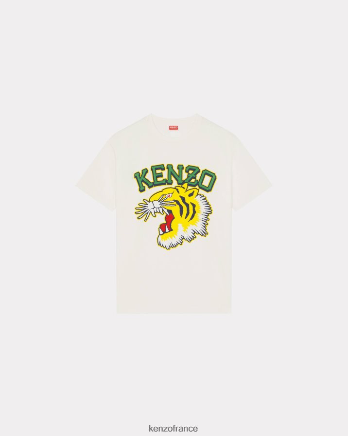 vêtements Kenzo T-shirt oversize tigre de Varsity Jungle blanc cassé Hommes LFF6X0173