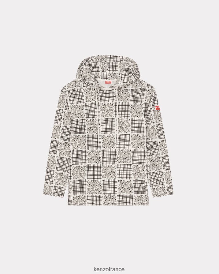 vêtements Kenzo t-shirt ample à capuche patchwork blanc cassé Hommes LFF6X0125