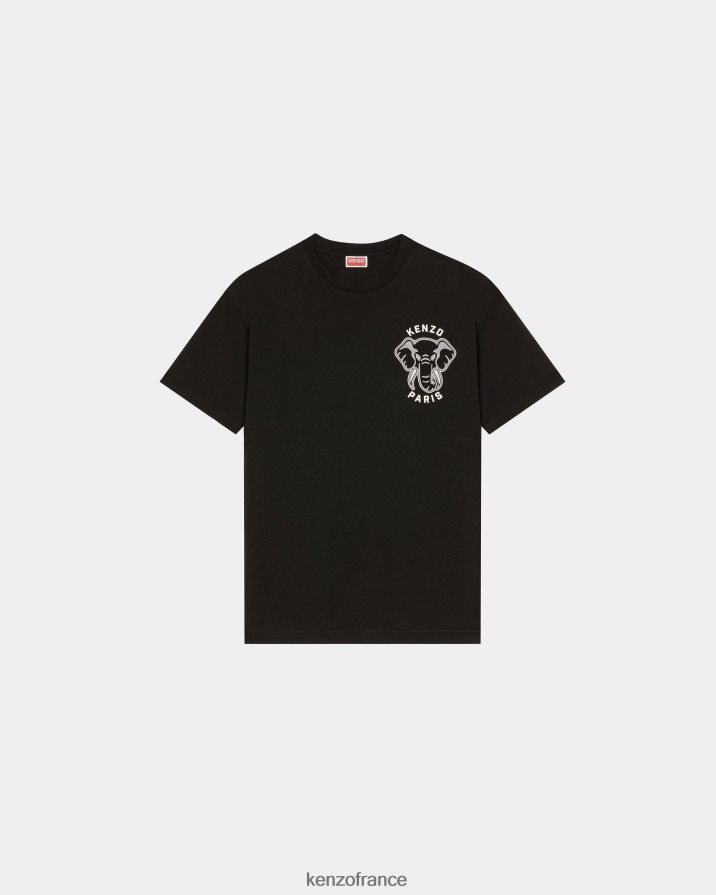 vêtements Kenzo t-shirt éléphant de varsity jungle noir Hommes LFF6X0174