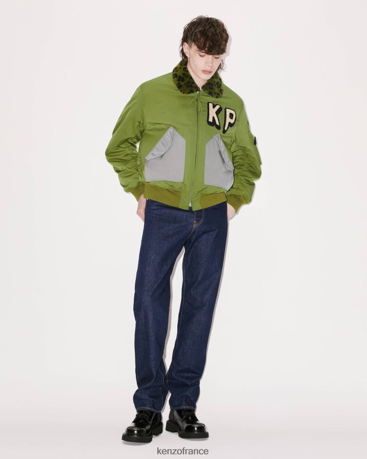 vêtements Kenzo blouson aviateur carré kaki Hommes LFF6X0157