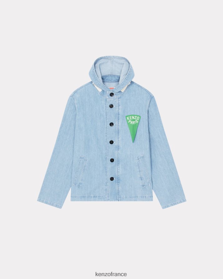 vêtements Kenzo parka marinière en jean denim bleu décoloré Hommes LFF6X0306