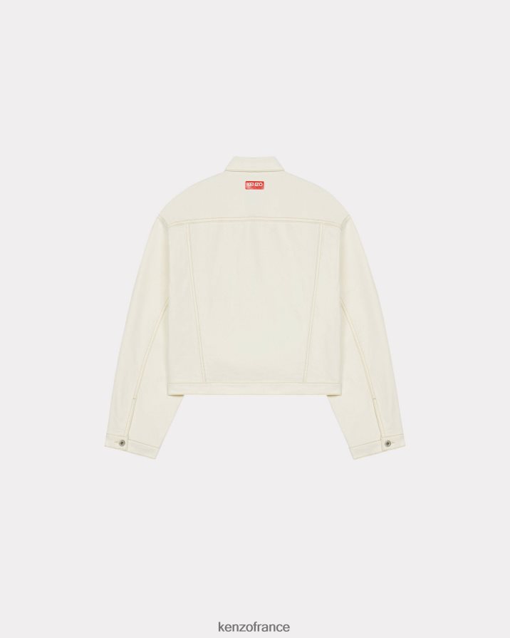 vêtements Kenzo veste camionneur en jean denim blanc blanchi Hommes LFF6X044