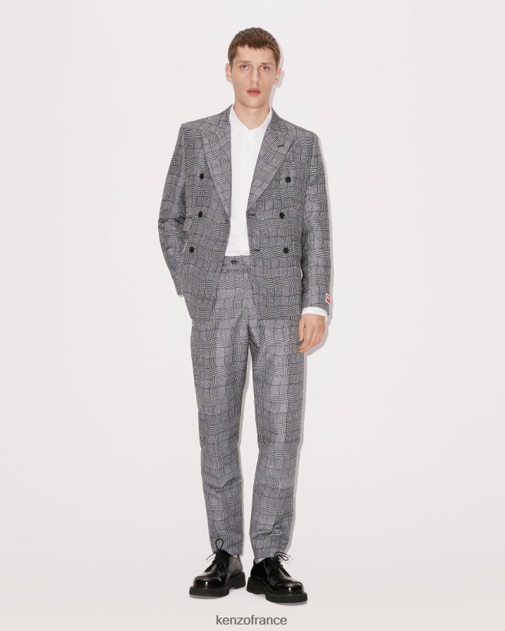 vêtements Kenzo veste de costume à carreaux ondulés noir Hommes LFF6X0118