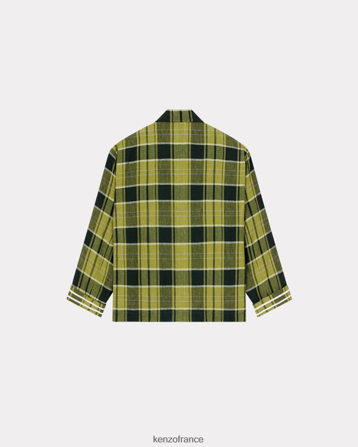 vêtements Kenzo veste de travail à carreaux boke herbe verte Hommes LFF6X0171