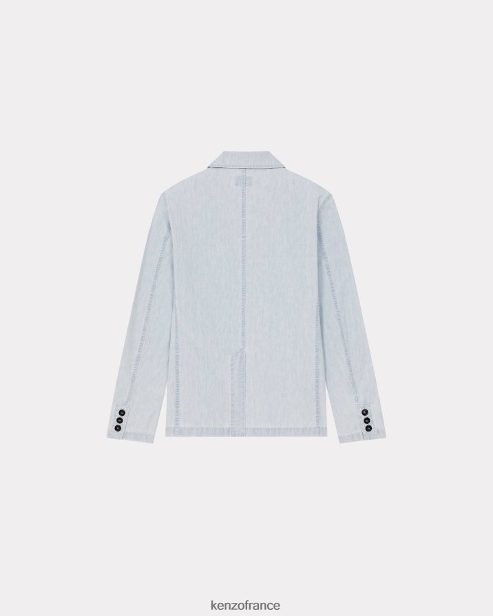 vêtements Kenzo veste de travail en jean denim bleu décoloré Hommes LFF6X0119