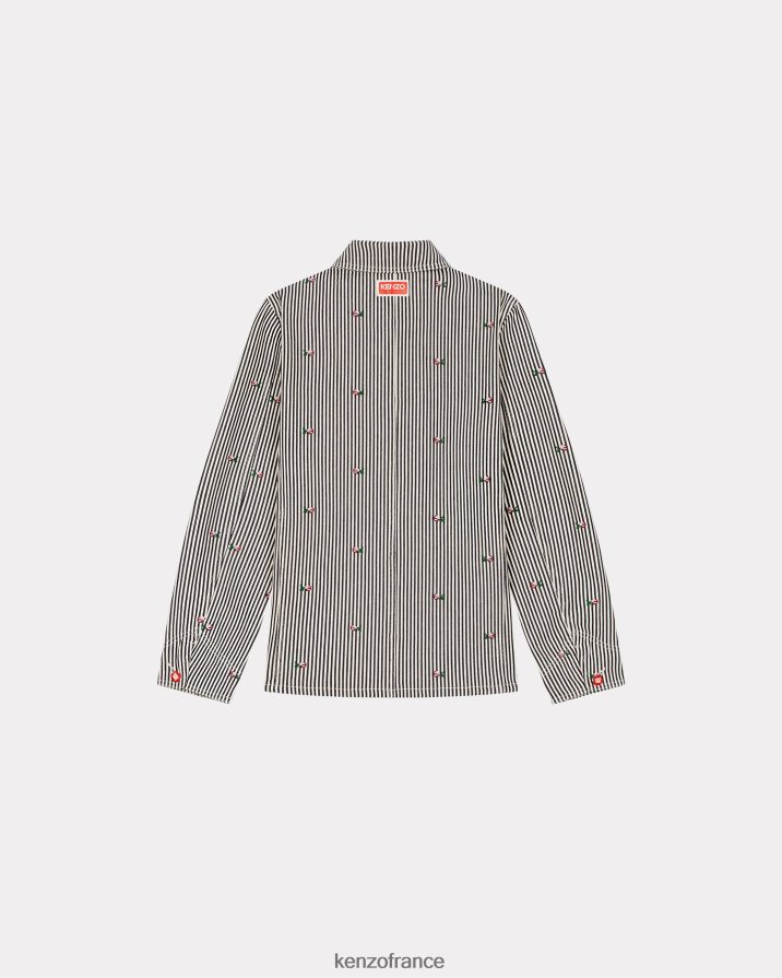 vêtements Kenzo veste de travail en jean à rayures pixel rincer le denim bleu Hommes LFF6X049