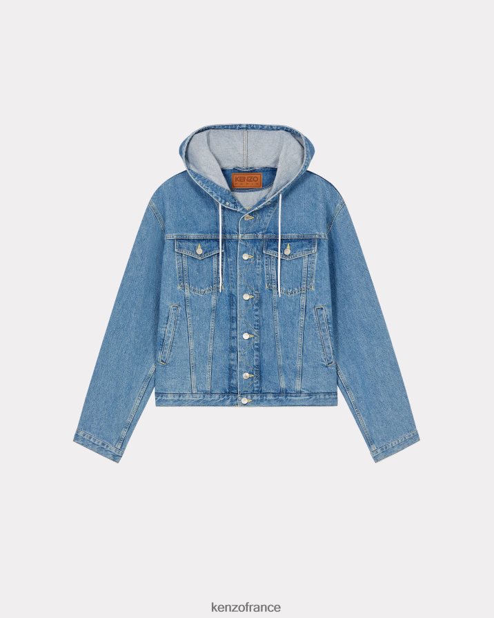 vêtements Kenzo veste en jean à capuche bleu Hommes LFF6X0335