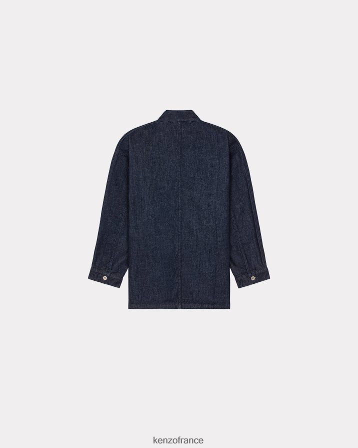 vêtements Kenzo veste kimono en jean à écusson de fleur boke rincer le denim bleu Hommes LFF6X0198