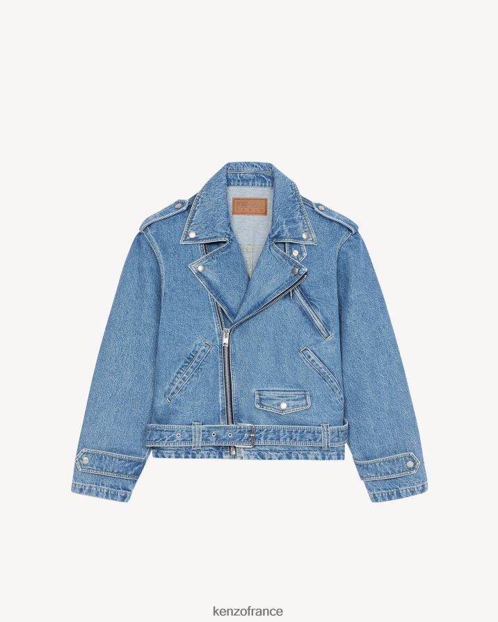 vêtements Kenzo veste motard en jean bleu Hommes LFF6X0159