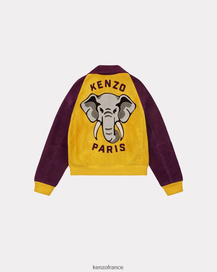 vêtements Kenzo veste universitaire en daim éléphant jaune doré Hommes LFF6X0164