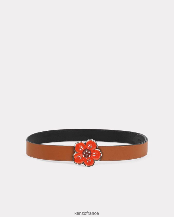 accessoires Kenzo Large ceinture en cuir réversible à fleurs de boke. noir unisexe LFF6X0948