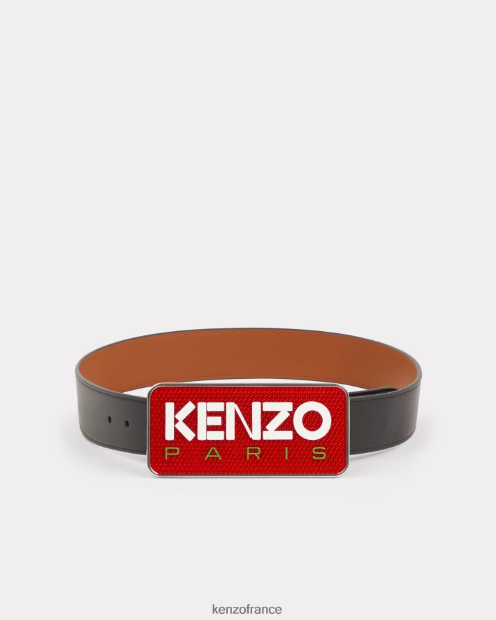 accessoires Kenzo ceinture large réversible en cuir paris noir unisexe LFF6X0860
