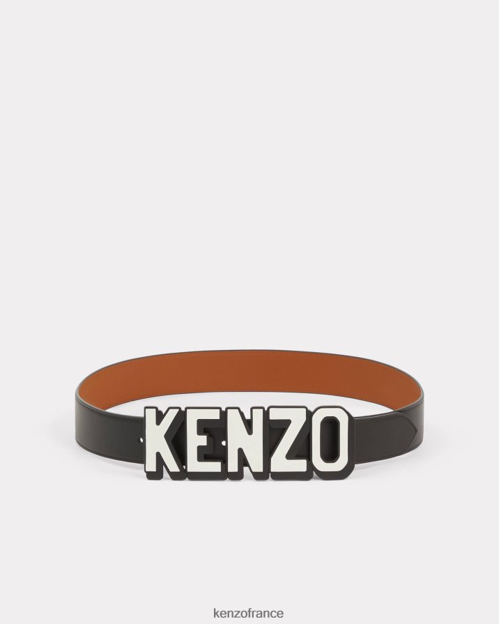 accessoires Kenzo ceinture large réversible en cuir paris noir unisexe LFF6X0861