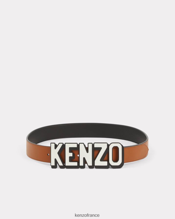 accessoires Kenzo ceinture large réversible en cuir paris noir unisexe LFF6X0861