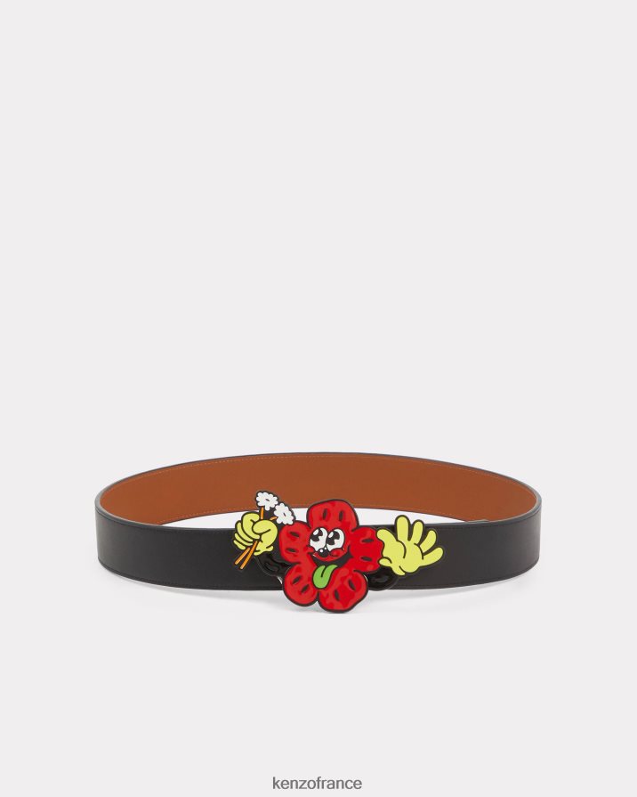 accessoires Kenzo large ceinture réversible en cuir boke noir unisexe LFF6X0862