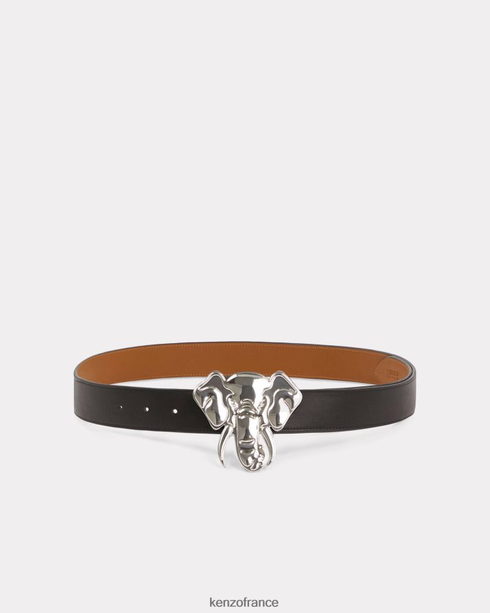 accessoires Kenzo large ceinture réversible en cuir "éléphant" noir unisexe LFF6X0863