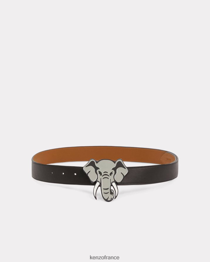 accessoires Kenzo large ceinture réversible en cuir éléphant noir unisexe LFF6X0864
