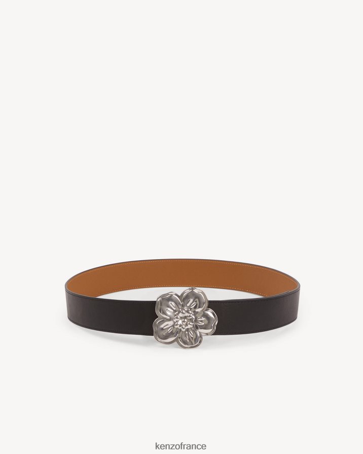 accessoires Kenzo large ceinture réversible à fleurs boke noir unisexe LFF6X0857