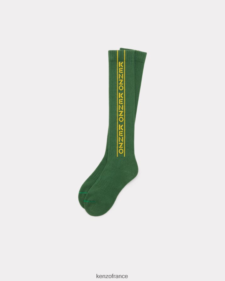 accessoires Kenzo chaussettes hautes herbe verte unisexe LFF6X0825