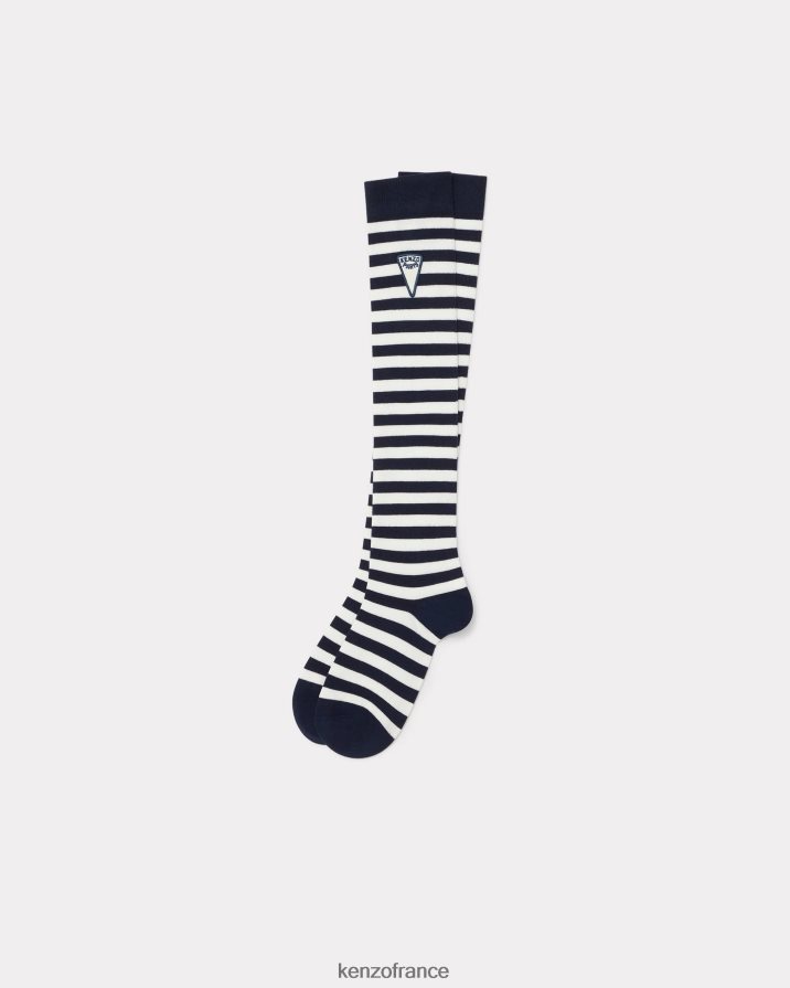 accessoires Kenzo chaussettes hautes à rayures bleu nuit unisexe LFF6X0810