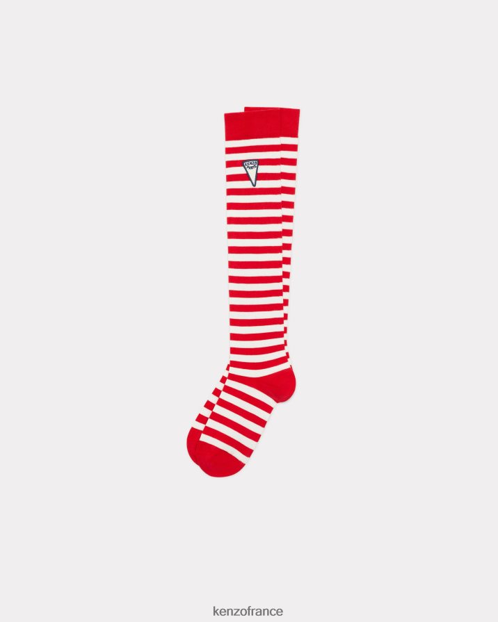 accessoires Kenzo chaussettes hautes à rayures rouge moyen unisexe LFF6X0816