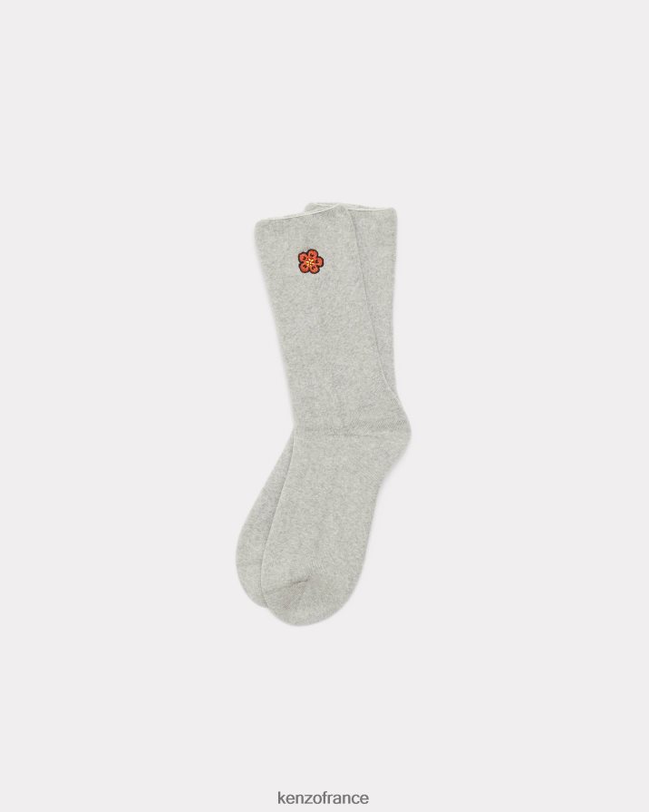 accessoires Kenzo écusson de fleur de boke chaussettes gris perle unisexe LFF6X0820