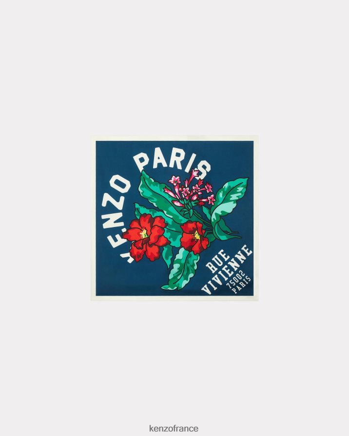 accessoires Kenzo carré de soie bouquet bleu canard unisexe LFF6X0899