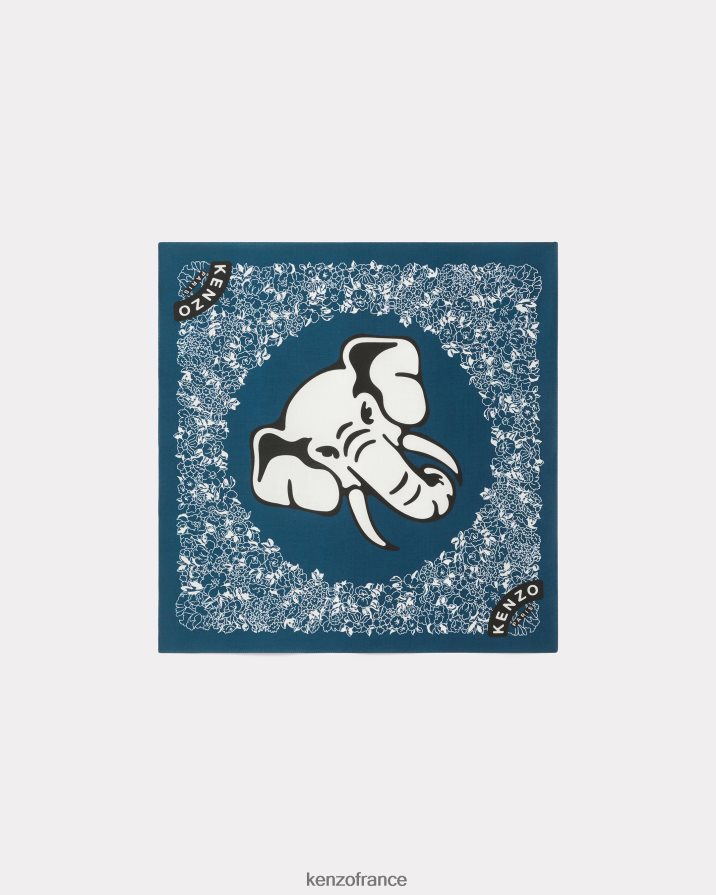 accessoires Kenzo foulard bandana éléphant bleu canard unisexe LFF6X0902