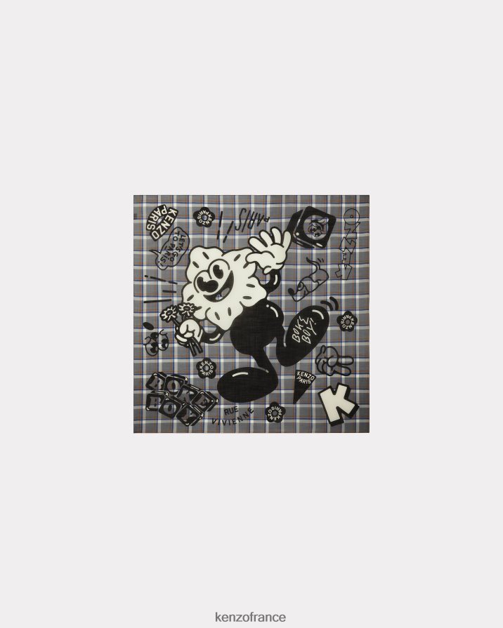 accessoires Kenzo grande écharpe en laine de boke gris perle unisexe LFF6X0919