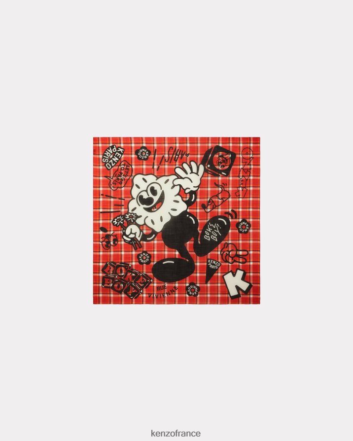 accessoires Kenzo grande écharpe en laine de boke rouge moyen unisexe LFF6X0915
