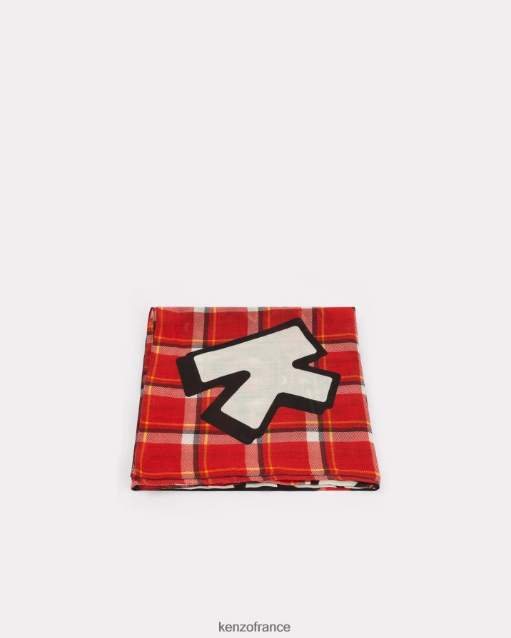 accessoires Kenzo grande écharpe en laine de boke rouge moyen unisexe LFF6X0915