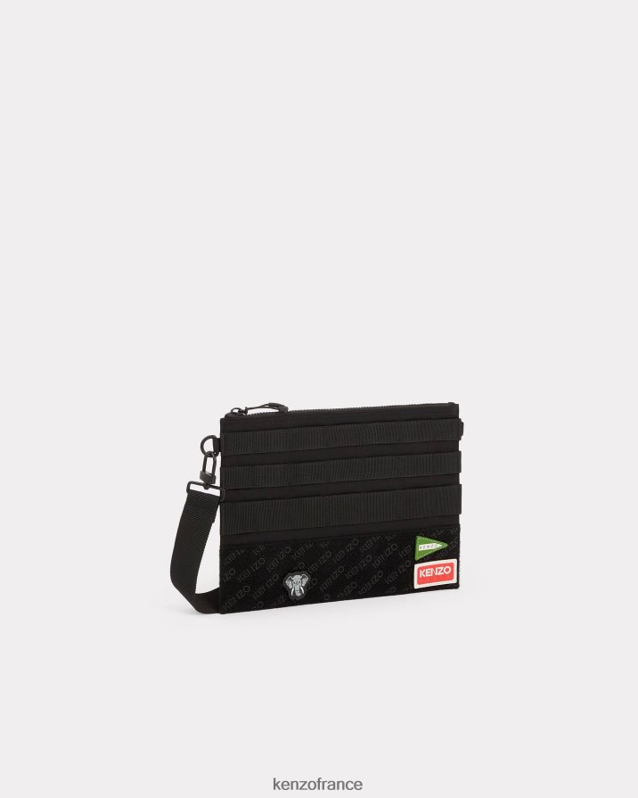 accessoires Kenzo grand sac enveloppe à bandoulière jungle noir unisexe LFF6X0940